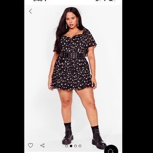 Floral ruffle mini dress